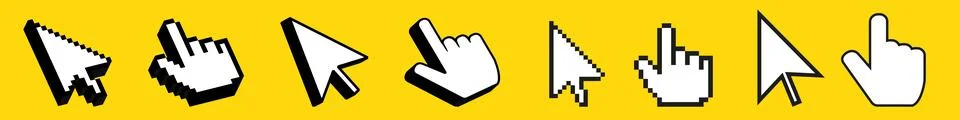 Web cursor arrow finger. Mouse digital interface element Stock Illustration