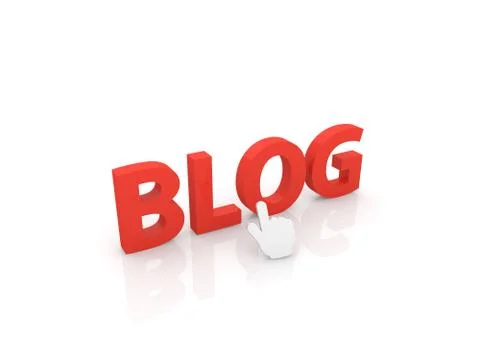 Web cursor clicks on the word blog. Stock Illustration