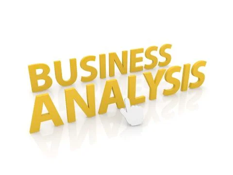 Web cursor clicks on the word business analysis. Stock Illustration