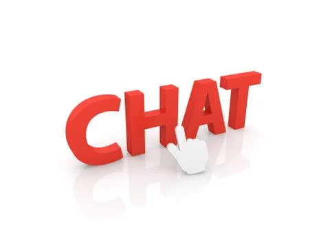 Web cursor clicks on the word chat. Stock Illustration