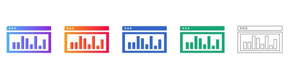 Web Dashboard Analytics Bar Chart Icons Stock Illustration
