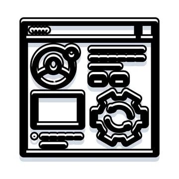 Web dashboard interface with settings and management icons イラスト素材