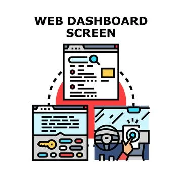 Web dashboard managing connected digital interface screens Stock Illustration