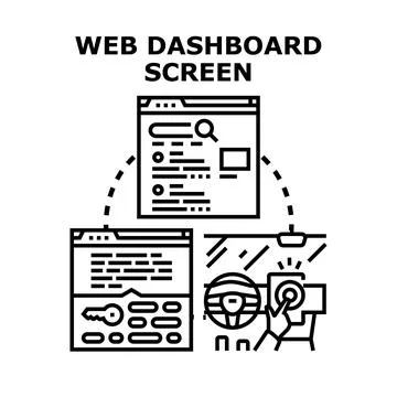 Web dashboard managing connected digital interface screens Stock Illustration