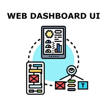 Web dashboard ui creating business analytics data management Illustrazione stock