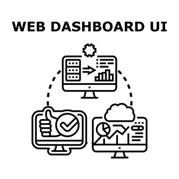 Web dashboard ui displaying data analytics concept Stock Illustration