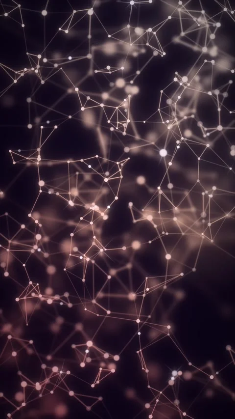 A web of delicate glowing lines and bright nodes spreads across a dark vert.. Stock Footage 348763227