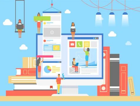 Web Design Abstract Work Process Colorful Card Stock Illustration