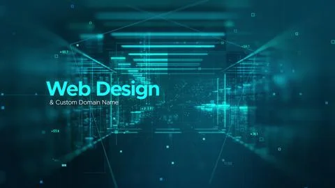 Web Design and Custom Domain Name. Digital Agency. Stock Illustration