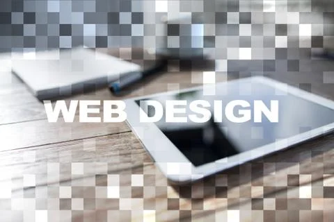 Web design and development concept on the virtual screen Foto stock