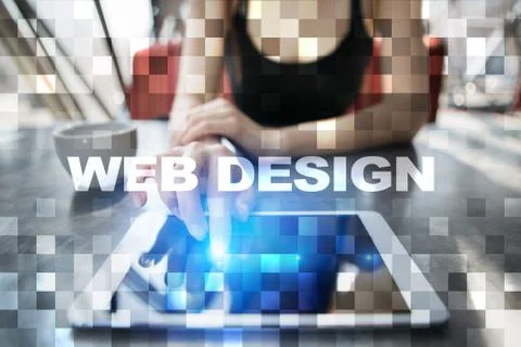 Web design and development concept on the virtual screen Foto stock