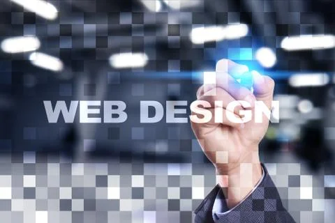 Web design and development concept on the virtual screen. Foto stock