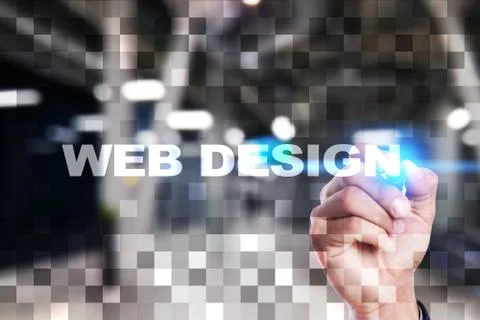 Web design and development concept on the virtual screen. Foto stock