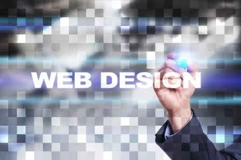 Web design and development concept on the virtual screen. Foto stock