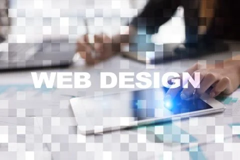 Web design and development concept on the virtual screen. Stock-Fotos