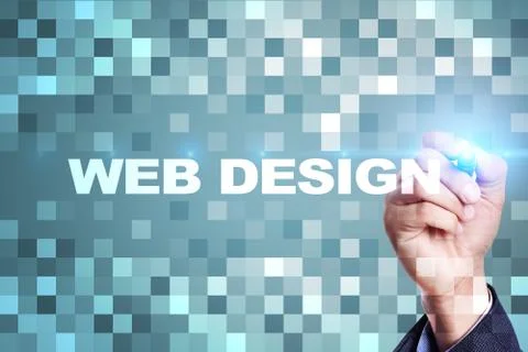 Web design and development concept on the virtual screen. Stock Photos