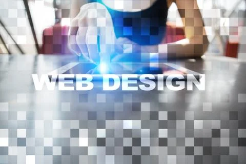 Web design and development concept on the virtual screen. Foto stock