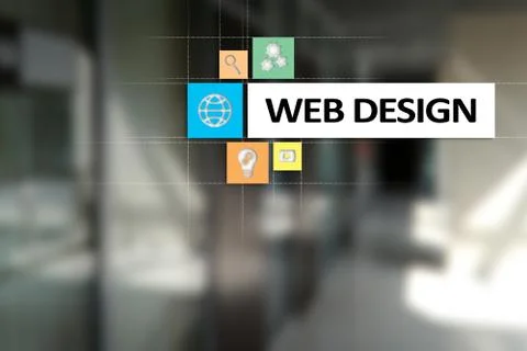 Web design and development concept on the virtual screen. Stock Photos