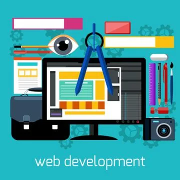 Web design and development flat concept Stock Illustration
