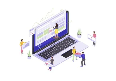 Web design and development isometric vector illustration Illustrazione stock