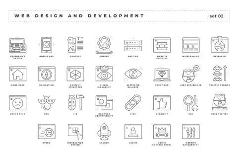 Web design and development. Set of pixel-perfect icons. イラスト素材