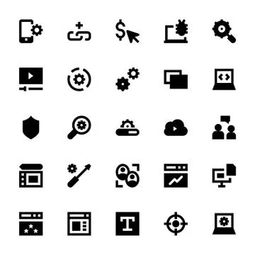 Web Design and Development Vector Icons Set Illustrazione stock