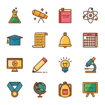 Web design and development vector icons set color line style 스톡 일러스트