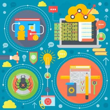 Web design and mobile phone services apps flat concept. Icons for web design Stock Illustration