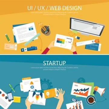 Web design and startup concept flat design Stock Illustration