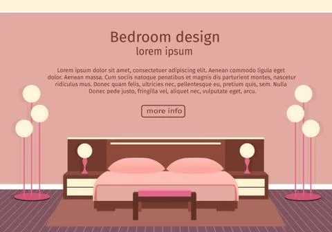 Web design banner of elegance bedroom interior with furniture. Stock Illustration