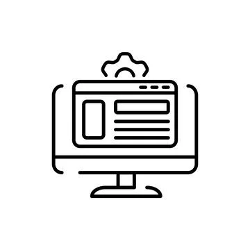 Web design black line icon. Pictogram for web page, mobile app, promo. Illustrazione stock