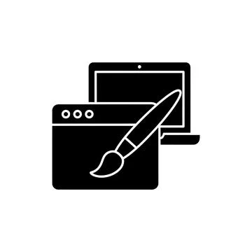 Web design browser paintbrush laptop remote work icon Stockillustratie