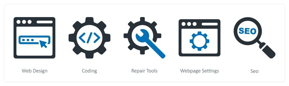 Web design, coding, repair tools イラスト素材