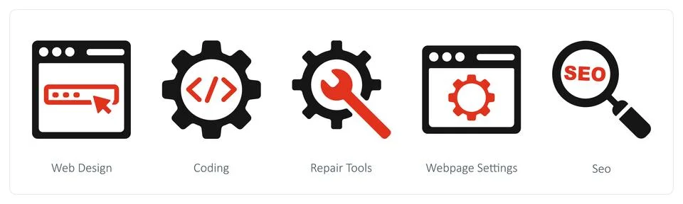 Web design, coding, repair tools Stock Illustration