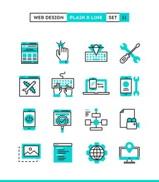 Web design, coding, responsive, app development and more. Stock Illustration