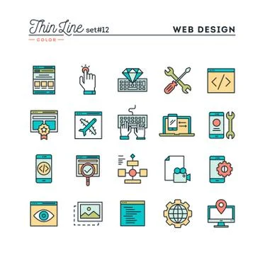 Web design, coding, responsive, app development and more. Stock Illustration