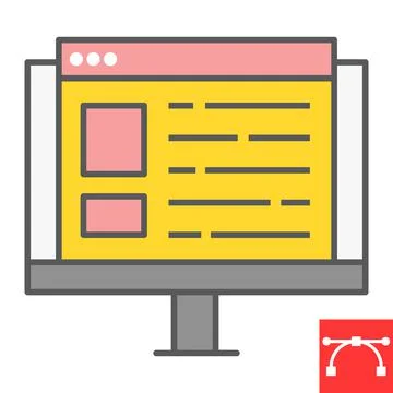 Web design color line icon, website and ux, monitor sign vector graphics Stock Illustration