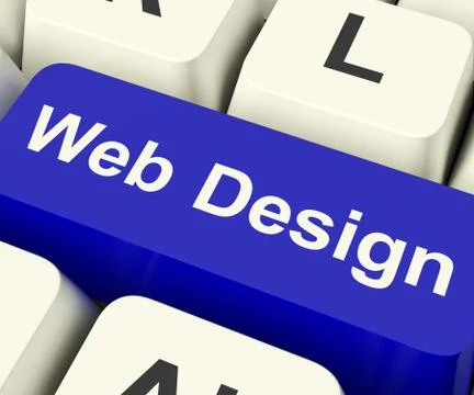 Web design computer key showing internet or online graphic designing 스톡 일러스트