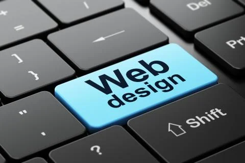 Web Design on computer keyboard background Stock Illustration
