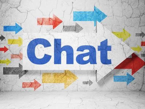 Web design concept: arrow with Chat on grunge wall background Stock Illustration