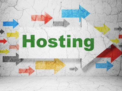 Web design concept: arrow with Hosting on grunge wall background Stock Illustration
