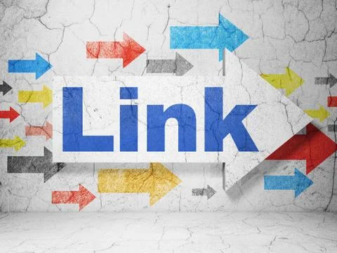 Web design concept: arrow with Link on grunge wall background Stock Illustration