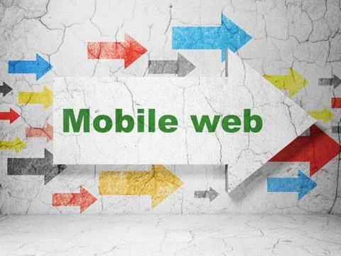 Web design concept: arrow with Mobile Web on grunge wall background イラスト素材