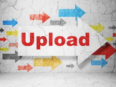Web design concept: arrow with Upload on grunge wall background イラスト素材