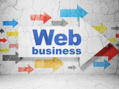 Web design concept: arrow with Web Business on grunge wall background イラスト素材