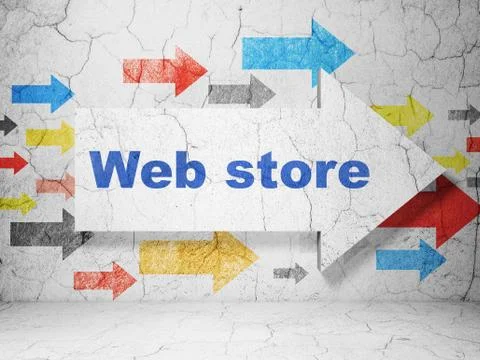 Web design concept: arrow with Web Store on grunge wall background Stock Illustration