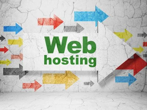 Web design concept: arrow with Web Hosting on grunge wall background Illustrazione stock