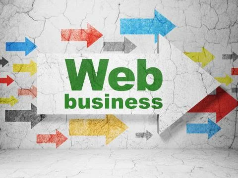 Web design concept: arrow with Web Business on grunge wall background Stock Illustration