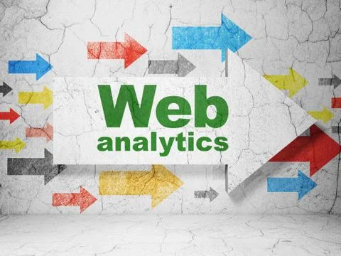 Web design concept: arrow with Web Analytics on grunge wall background 库存插图