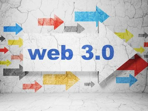 Web design concept: arrow with Web 3.0 on grunge wall background 库存插图